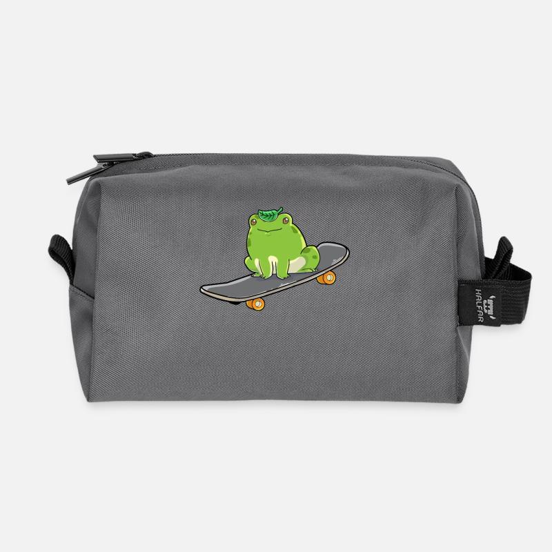 Frosch Skateboard - Recycelte Kulturtasche - Anthrazit