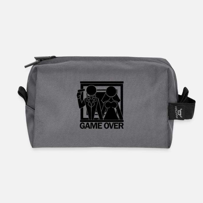 JGA Braut Bräutigam Heirat Game Over Geschenk - Recycelte Kulturtasche - Anthrazit