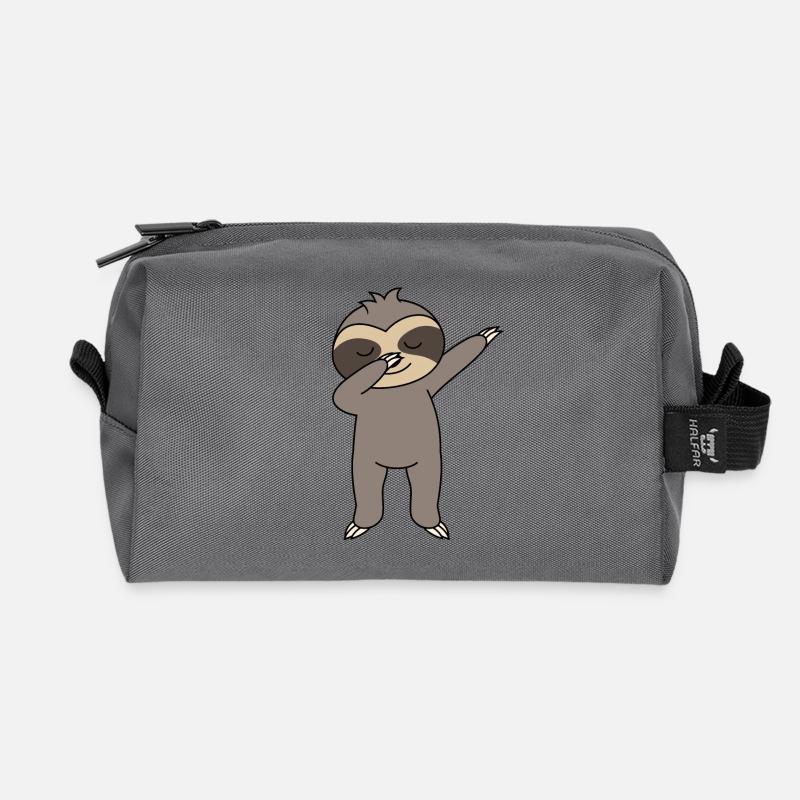 dabbing sloth - Recycled Toiletry Zip Bag - anthracite