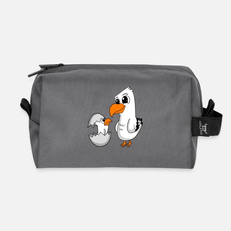 Möwe mit Baby Möwe - Recycelte Kulturtasche - Anthrazit
