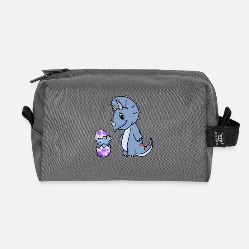 Dinosaurier mit Baby Dinosaurier - Recycelte Kulturtasche - Anthrazit