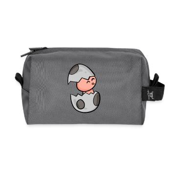 Motif de l’œuf de poule - Trousse de toilette en tissu recyclé - anthracite - Devant