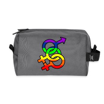 Geschlecht bisexuell 2 Logo mit Regenbogen - Recycelte Kulturtasche - Anthrazit - Vorne