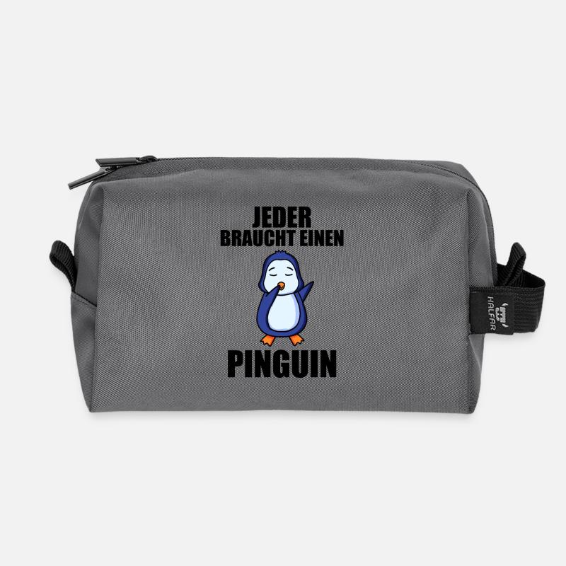 Pinguin Pinguine - Recycelte Kulturtasche - Anthrazit