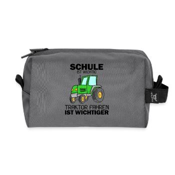 Trecker Bauer Landwirt Traktor Junge Geschenk - Recycelte Kulturtasche - Anthrazit - Vorne
