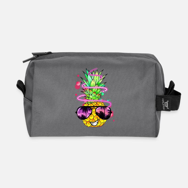 Ananas cool bunt spritzig - Recycelte Kulturtasche - Anthrazit