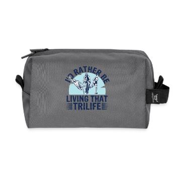 Je préfère vivre cette trivie - Trousse de toilette en tissu recyclé - anthracite - Devant