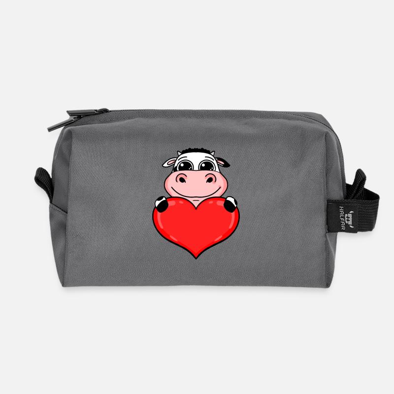 Kuh mit Herz - Liebe Romantisch - Recycelte Kulturtasche - Anthrazit