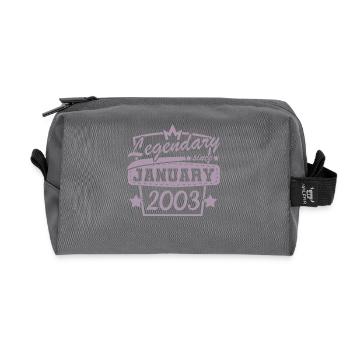 20th birthday 20 years old January 2003 - Recycled Toiletry Zip Bag - anthracite - Front