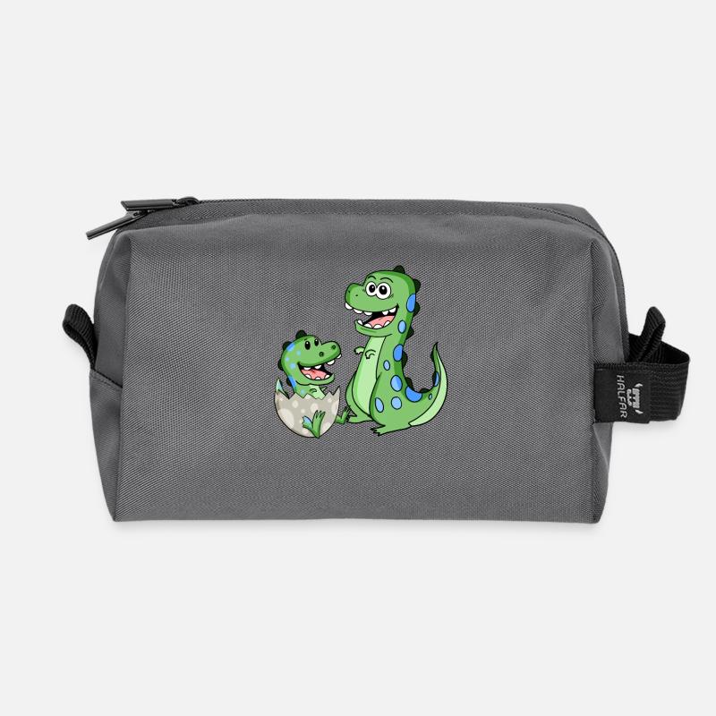 Dinosaurier mit Baby Dinosaurier - Recycelte Kulturtasche - Anthrazit