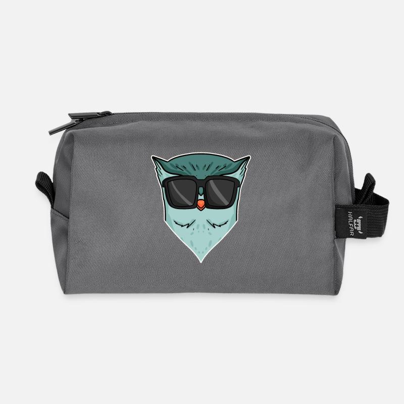 Eule mit Sonnenbrille - Recycelte Kulturtasche - Anthrazit