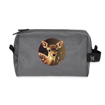 Roe deer fawn forest animals - Recycled Toiletry Zip Bag - anthracite - Front