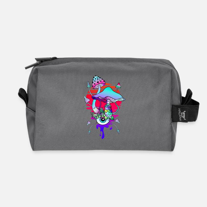 Lustige Hippie Trippy Pilze mit einem Auge - Recycelte Kulturtasche - Anthrazit