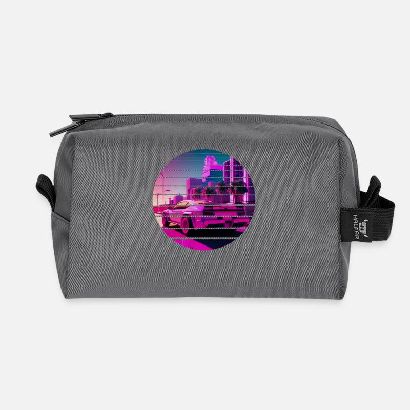 Retro Wave Sport 80s Vaporwave Sunset - Recycelte Kulturtasche - Anthrazit