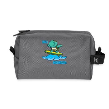 Turtle Surfer Surfboard Sunglasses Kawaii - Recycled Toiletry Zip Bag - anthracite - Front