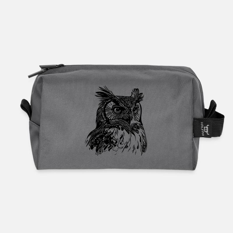 Elegante Vintage Wald Eule - Recycelte Kulturtasche - Anthrazit