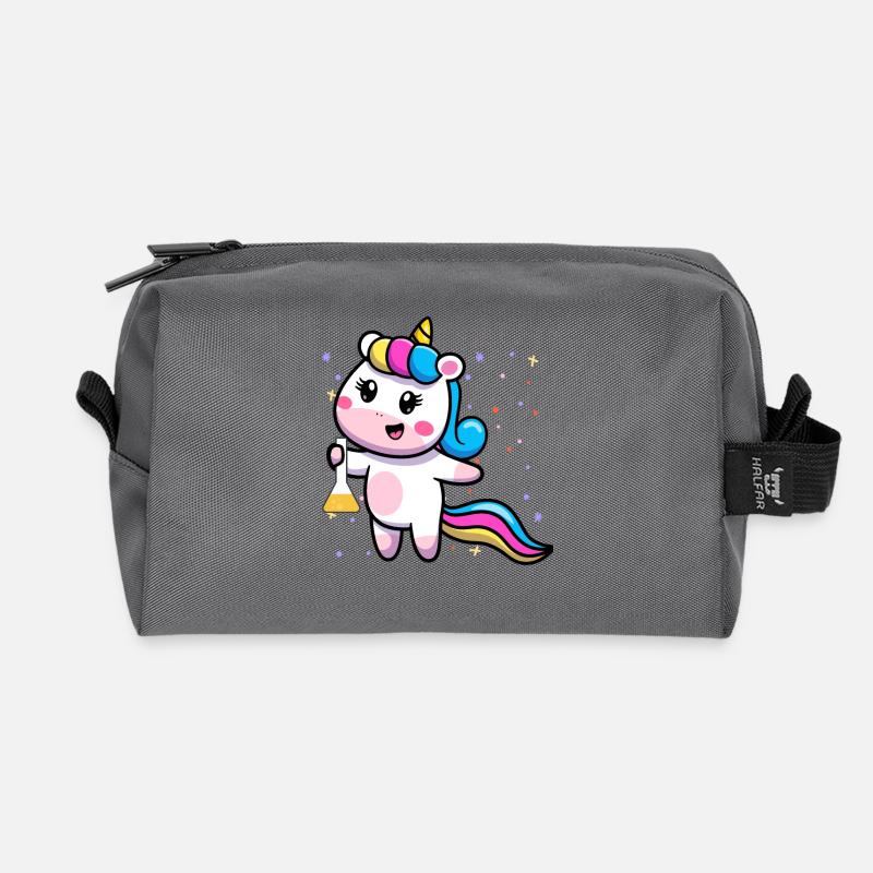 Kawaii Unicorn Science – Cute Rainbow Magic - Recycelte Kulturtasche - Anthrazit