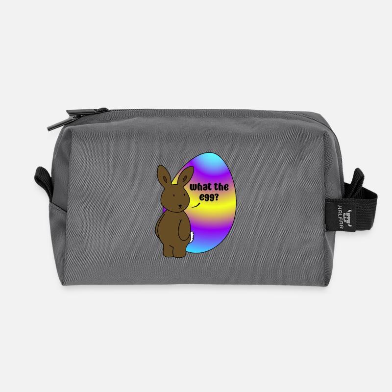 Frohe Ostern - Osterhase mit Osterei - Recycelte Kulturtasche - Anthrazit