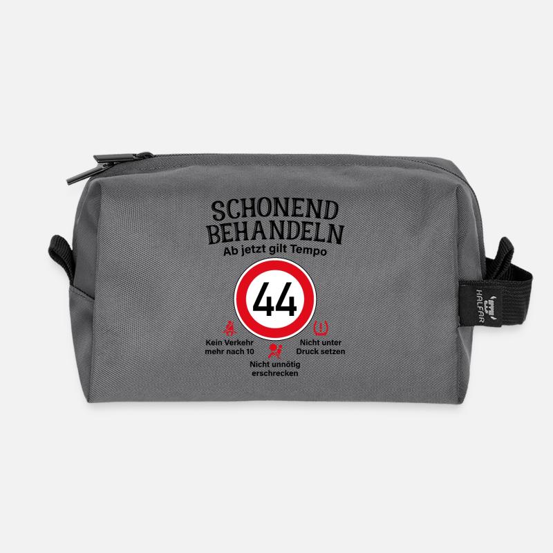 44. Geburtstag Schonend Behandeln 44 Tempolimit 44 - Recycelte Kulturtasche - Anthrazit