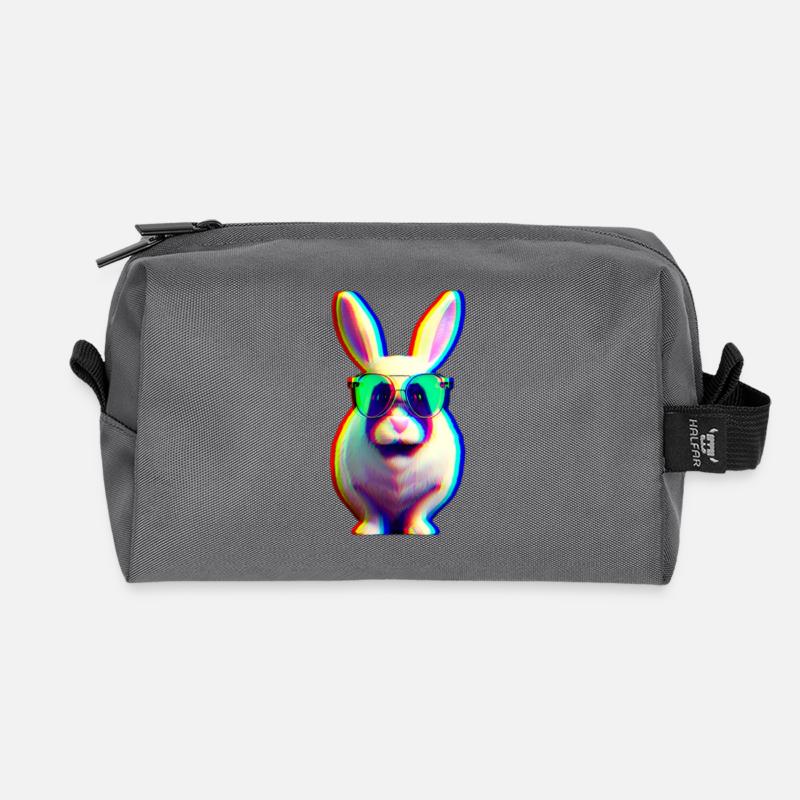 cooler Hase - Glitch Effekt Kaninchen - Recycelte Kulturtasche - Anthrazit