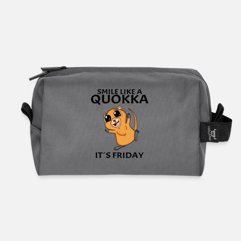 Quokka Freitag Motiv Spruch - Recycelte Kulturtasche - Anthrazit