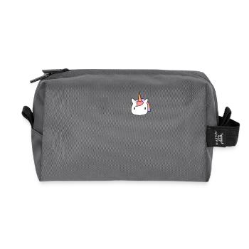 Tête de licorne minimaliste aux couleurs de l’arc-en-ciel - Trousse de toilette en tissu recyclé - anthracite - Devant