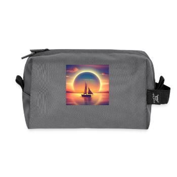 Voilier navigue dans le coucher du soleil Angular - Trousse de toilette en tissu recyclé - anthracite - Devant