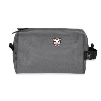 Cute Kawaii Cow Pocket Design - Recycled Toiletry Zip Bag - anthracite - Front