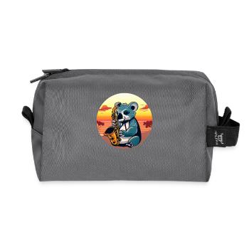 Koala spielt Saxofon beim Sonnenuntergang - Recycelte Kulturtasche - Anthrazit - Vorne