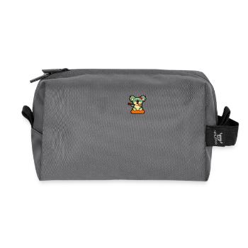 Koala Retro Pocket Design isst mit Stäbchen - Recycelte Kulturtasche - Anthrazit - Vorne