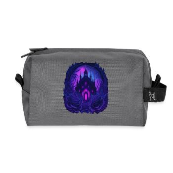 neon gothic gothic castle with roses - Recycled Toiletry Zip Bag - anthracite - Front