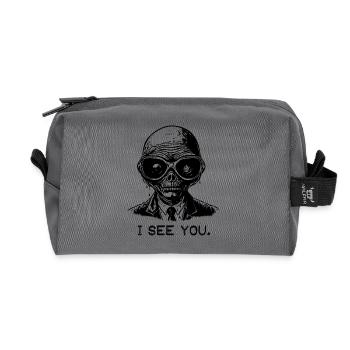 Brille aus dem Weltraum: Alien, ich sehe dich - Recycelte Kulturtasche - Anthrazit - Vorne