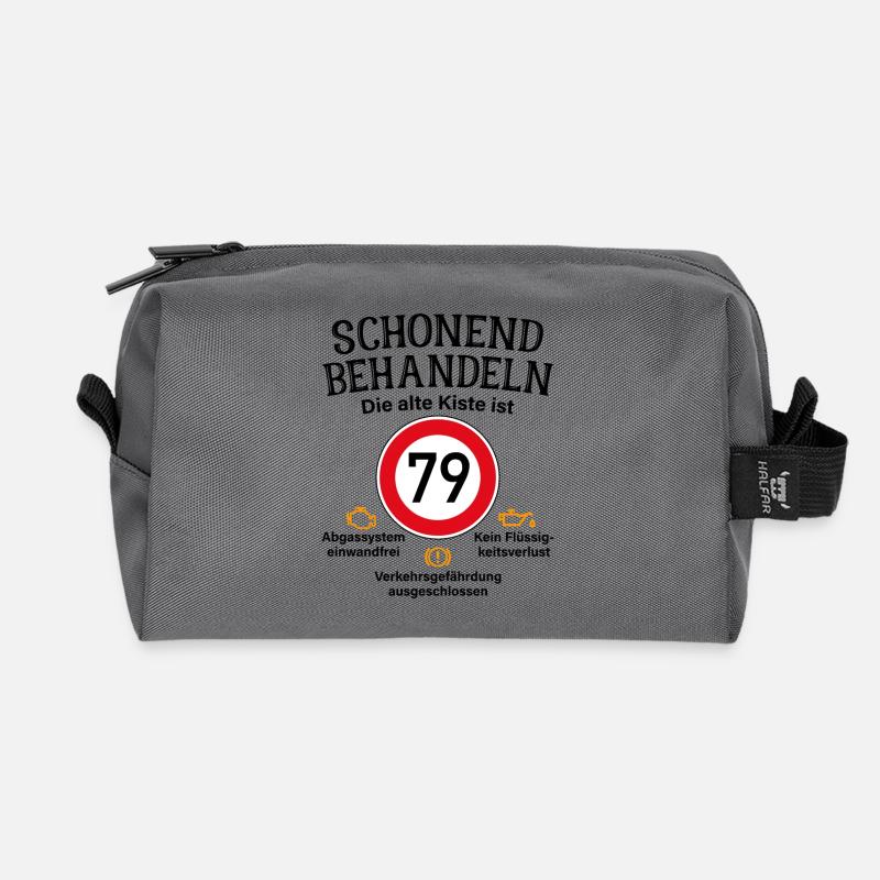 79. Geburtstag Schonend Behandeln 79 Alte Kiste 79 - Recycelte Kulturtasche - Anthrazit