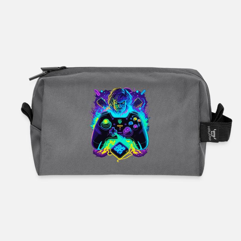 Neonfarben Graffiti Gamer Controller - Recycelte Kulturtasche - Anthrazit
