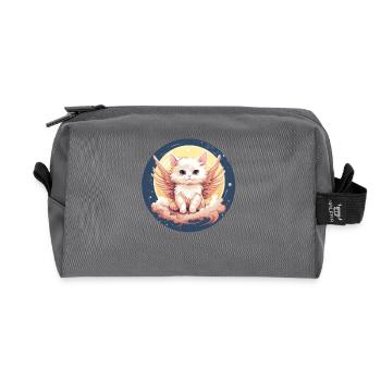 Cat angel in the sunset - Recycled Toiletry Zip Bag - anthracite - Front