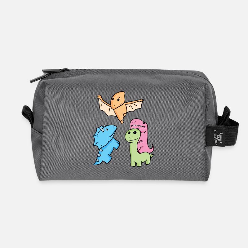 Dinosaurier - Recycelte Kulturtasche - Anthrazit