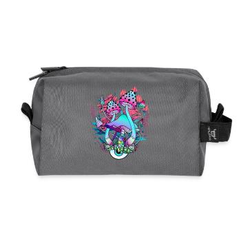 Floral Psychedelic Mushroom Art - Recycled Toiletry Zip Bag - anthracite - Front