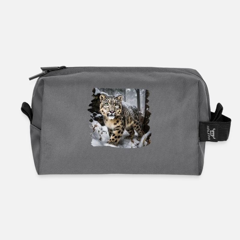 Schneeleoparden Schneeleopard - Recycelte Kulturtasche - Anthrazit