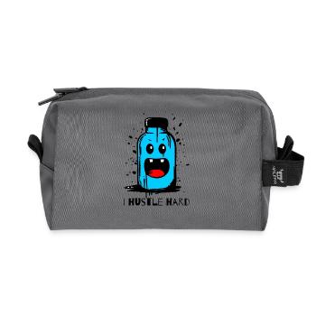Bouteille « I Hustle Hard » - Trousse de toilette en tissu recyclé - anthracite - Devant