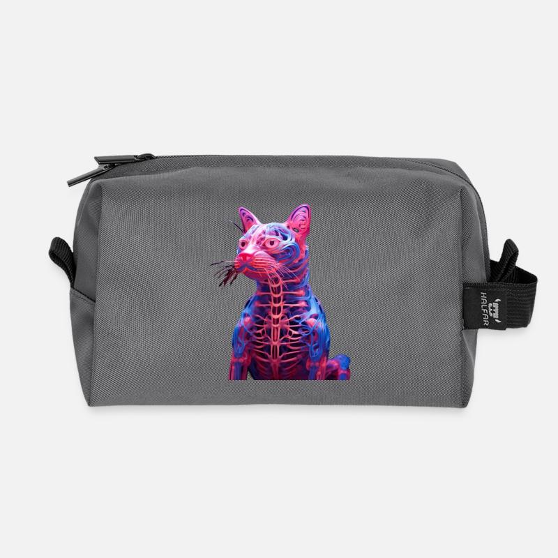 Leuchtende Anatomie Katzenskulptur - Recycelte Kulturtasche - Anthrazit