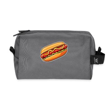 Hot dog: Delicious sausage in a bun - Recycled Toiletry Zip Bag - anthracite - Front