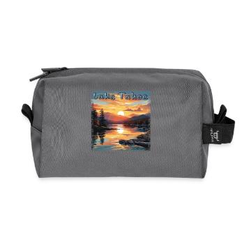 Grunge Sunset: Vacation at Lake Tahoe, - Recycled Toiletry Zip Bag - anthracite - Front