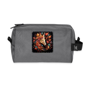 Herbstliches Pferd: Abstrakte Kunst im Laubkranz - Recycelte Kulturtasche - Anthrazit - Vorne