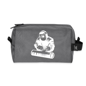 Welder silhouette during arc welding - Recycled Toiletry Zip Bag - anthracite - Front