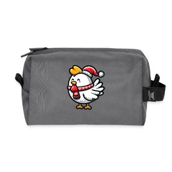 Poulet de Noël : Idylle festive à la ferme - Trousse de toilette en tissu recyclé - anthracite - Devant