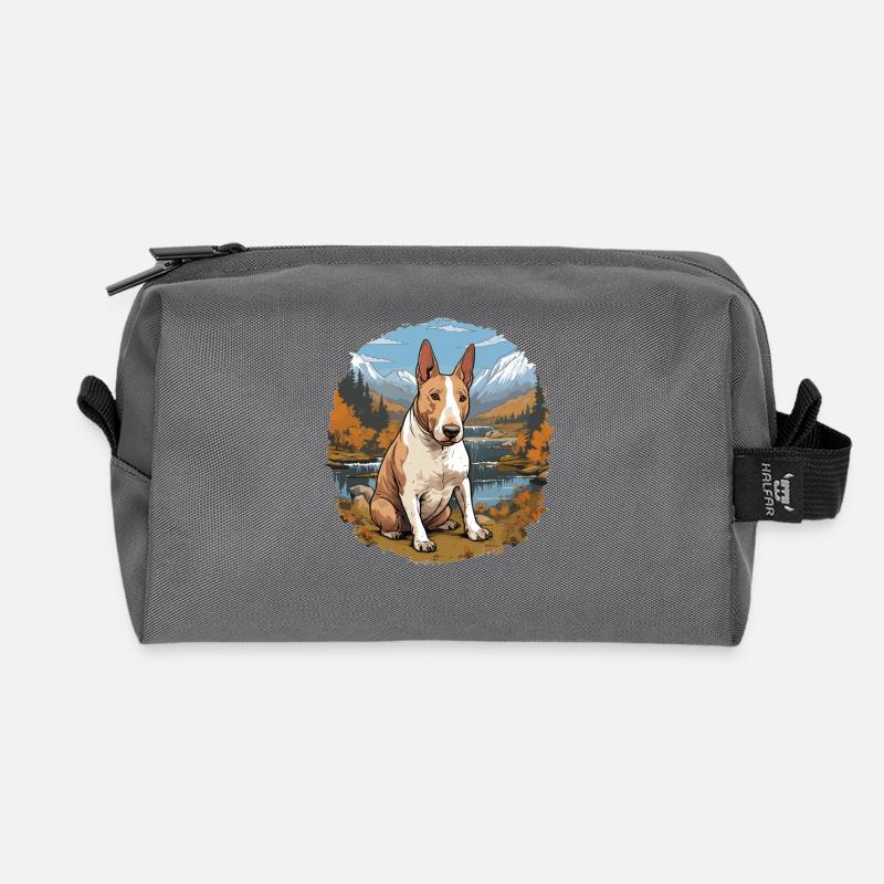 Hund Bullterrier - Recycelte Kulturtasche - Anthrazit