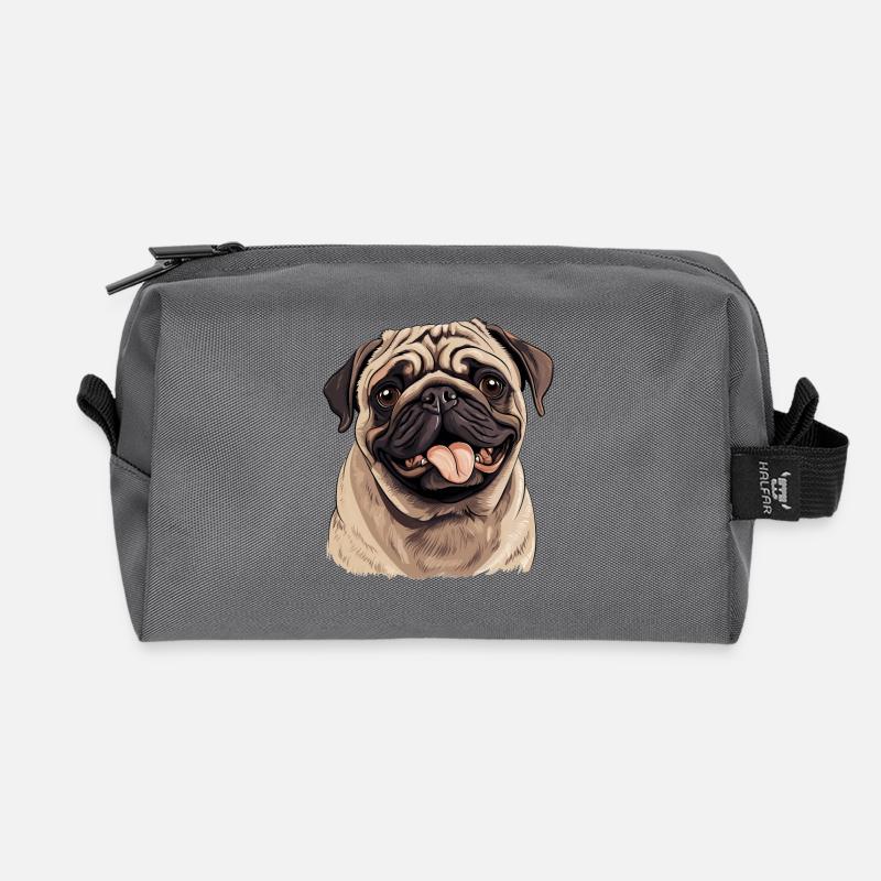 Mops - Recycelte Kulturtasche - Anthrazit