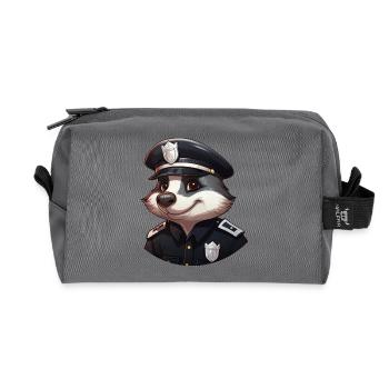 Dachs Polizistin - Recycelte Kulturtasche - Anthrazit - Vorne