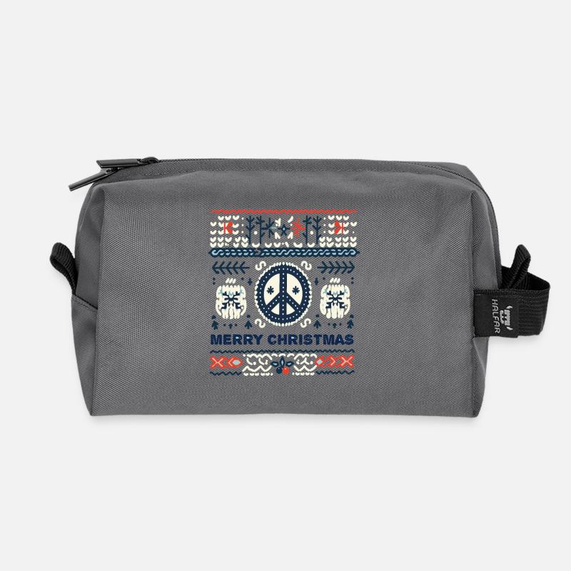 Ugly Christmas Peace Strickmuster - Recycelte Kulturtasche - Anthrazit