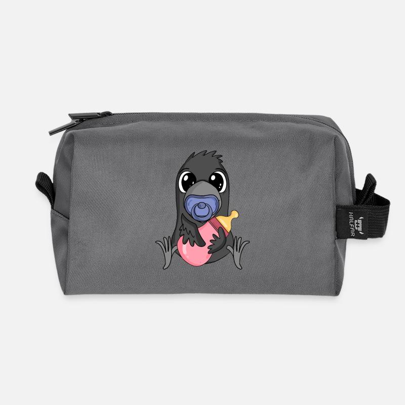 Baby Krähe - Recycelte Kulturtasche - Anthrazit